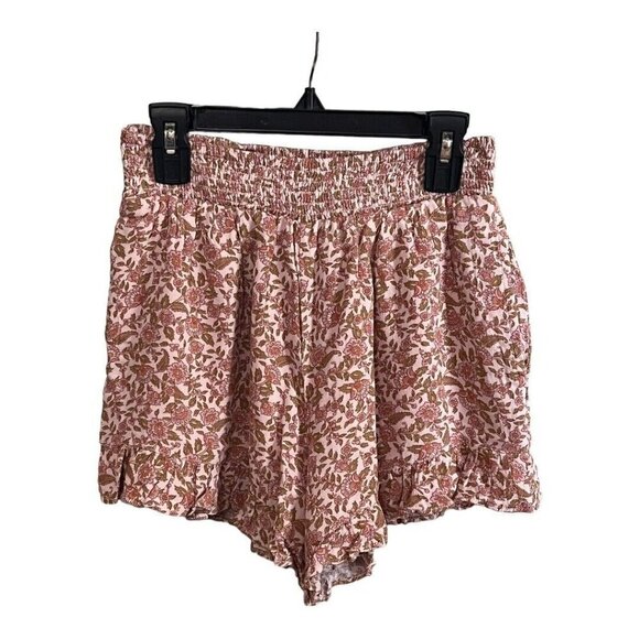 American Eagle Womens Shorts~Size XS~Pink Ruffle Floral Pockets Crinkled NWT - Picture 2 of 7